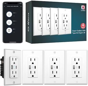 Lumary Smart in Wall Outlet with Type C & USB Charger Ports Tamper Resistant 2.4GHz Wi-Fi APP Control Outlet, Work with Google Home, Amazon Alexa FCC Certified 4 Packs White