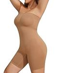 ONEW Strapless Shapewear Bodysuit Tummy Control Full Body Shaper Seamless Butt Lifter Thigh Slimmer,Coffee,Medium