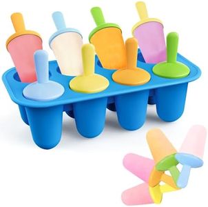 Lamesa Popsicles Molds Silicone, 8 Pieces BPA-Free Ice Pop Mold, Reusable Mini Toddler Popsicle Molds with Sticks, Homemade Small Popsicle Mold for Kids (Blue)