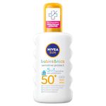 NIVEA SUN Kids Protect & Sensitive Spray (200ml) Sunscreen Spray with SPF 50+, Kids Suncream for Sensitive Skin, Immediately Protects Against Sun Exposure