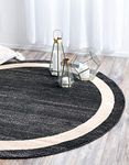 Unique Loom Del Mar Collection Contemporary Transitional Black Round Rug (6' x 6')