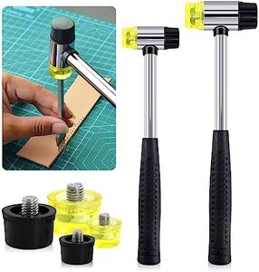 Glarks 2Pcs 25mm/35mm Double-Faced Soft Hammer Mallet with 4Pcs Replacement Heads Kit, Double Head Plastic and Rubber Hammer for Leather Crafts Watch Jewelry Flooring Installation