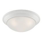 DESIGNERS FOUNTAIN 14 in 2-Light Modern Flush Mount Ceiling Light with Etched Glass Shade, Matte White, 1360M-MW