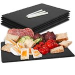 Slate Cheese Boards, MAPRIAL 6 Pack 8.8 x 6 Inch Slate Plates Charcuterie Boards Serving Tray Rectangle Black Stone Plates with Soapstone Chalks for Sushi,Steak, Meat, Cheese, Cake, Appetizers, Party