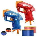 Banvih 2 Pack Mini Blaster Guns Set for Nerf, Small Toy Pistol for Boys with 20 Refill Foam Darts, 2 Wristbands, Birthday Gifts for Toddlers Kids Age 3-5 5-7 8-12 Year Olds