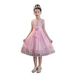 Cichic Girls Party Dress 2-10 Years Flower Girl Wedding Dress Elegant Kids Formal Dress (3-4 Years, Pink Embroidery)