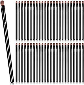 Patelai 48 Pcs Flat Makeup Brushes Flat Lip Concealer Brushes Small Portable Eyebrow Brush Concealer Makeup Brush Synthetic Lip Brush Beauty Makeup Tool for Concealing Blending Setting Buffing(Black)