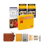 KODAK Mini 3 Retro 4PASS Portable Photo Printer (3x3 inches) + 68 Sheets Gift Bundle, Yellow