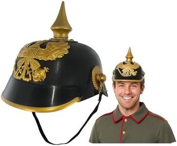 Nicky Bigs Novelties Adult German Plastic Pickelhaube Helmet - Officer Spiked Costume Helmets - Cosplay Replica Costumes Accessories, One Size, Black/Gold