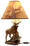 Ebros Gift Wildlife Nature Bull Moose Grand Elk Desktop Table Lamp with Nature Printed Shade Home Decor 20" Tall