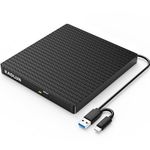 Kadlun External DVD CD Drive External USB 3.0 USB C External CD Drive for Laptop Desktop PC Macbook iMac, DVD +/-RW Burner Optical Drive External DVD Drive for Windows 11/10/8/7/XP/Linux/Vista/MacOS