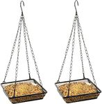 Hanging Bird Feeder Tray Platform Metal Mesh Seed Tray for Outdoor Garden Backyard Decoration Attracting Wild Birds (2 Pack)