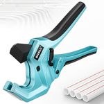 SHALL PVC Pipe Cutter, Cuts up to 2-1/2”, Heavy-Duty Aluminum Ratchet Pipe Cutter Tool for PVC, PPR, PE, PEX, Plastic Hoses & Plumbing Pipes, Fast Pipe Tube Cutters with High Performance SK5 Blade