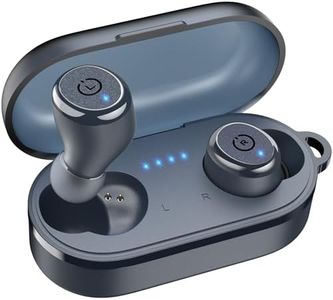 TOZO T10 Wireless Earbuds Bluetooth 5.3 Headphones, 55H Playtime with Wireless Charging Case, App Customize EQ, Ergonomic Design IPX8 Waterproof Headset Powerful Sound for Workout/Commute/Calls Blue