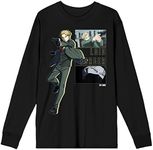 Spy x Family Loid Forger Screenshots Men's Black Long Sleeve Crew Neck Tee-Small