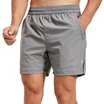 NIMENJOJA Men's 5.5" Quick Dry Workout Running Shorts Lightweight Active Gym Shorts with Zipper Pockets, Breathable Grey