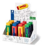 Staedtler 525 PS1 S PVC-Free Eraser with Sliding Plastic Sleeves - Assorted Colours - Pack of 12