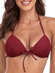 RELLECIGA Women's Wine Red Tie Front Triangle Bikini Top Size Medium