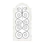 Deco 79 Wood Scroll Home Wall Decor Arched Window Inspired Wall Sculpture with Metal Scrollwork Relief, Wall Art 10" x 1" x 20", White