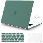 iCasso Compatible with MacBook Air 15 inch Case 2023 2024 M2 M3 Chip Model A2941 A3114, Hard Shell Case with Screen Protector TPU Keyboard Cover, Green