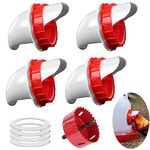 4 Pcs DIY Chicken Feeders Chicken Feeders No Waste Automatic Poultry Feeder 4 Ports 1 Hole Saw Gravity Chick Feeder Rodent Proof Rain Proof Chicken Feeder Port for Buckets Barrels Bins Troughs