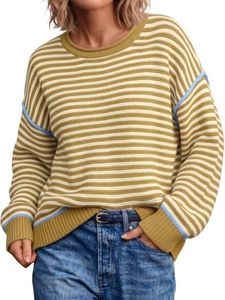 LILLUSORY Women's Striped Oversized Fall Sweater Long Sleeve Shirt 2026