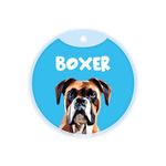 Pawsindia Personalized Dog Name Tag, Customized Pet ID Tag for Dogs with Double Side Waterproof Print, Breed Collection, (Blue, Boxer)