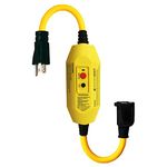 Electriduct GFCI Inline with 18" Single Outlet Cord UL Outdoor Waterproof 15 Amp 12 Gauge Auto Reset GFI Adapter