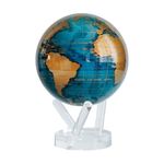 MOVA Mova Globes Metallic World Maps Series 4.5 inches Cerulean blue and Gold Globe Mysterious Globes that self-spinning with ambient light. MG-45-GDB with base