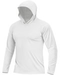 Boladeci UV Shirts for Men Hoodie UPF 50+ Sun Protection Clothing Quick Dry Long Sleeve Summer Rash Guard Athletic Fishing Swim Tee T-Shirts White L