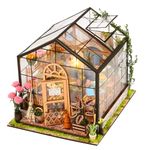 HooySprs DIY Miniature Dollhouse Kit, Mini House Kit with Furniture, 1:24 Scale Wooden Greenhouse Craft Kit (Cathy's Flower House)