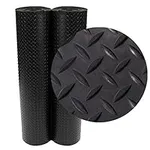 Rubber-Cal Diamond Plate Rubber Flooring Rolls, 1/8-Inch x 4 x 8-Feet, Black