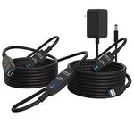 VCZHS USB 3.0 Extension Cable 100 FT, Active USB Extension Cable Male to Female with 4 Extension chipsets Signal Booster - Extra Long USB Extension Cable (5V/2A Power Adapter Included)