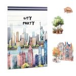 Dizdkizd Landscape and City Themed Scrapbook Journaling Stickers, 150 Die-Cut PET and Washi Paper Sticker Book for Junk Journaling, Collage, Craft Projects