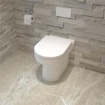 MYB Bathroom Close Coupled Toilet Round White Cistern BTW Soft Seat (Back To Wall-31)