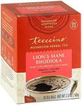 Teeccino Lion’s Mane Rhodiola Tea - Rose - Caffeine-Free Mushroom Adaptogenic Herbal Tea, 3x More Herbs than Regular Tea Bags, Lightly Sweet from Dates & Figs, Chicory Prebiotic - 10 Tea Bags