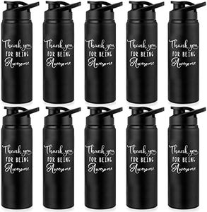 Amyhill 10 Pack Employee Appreciation Gifts Thank You Employee Gifts Aluminum Water Bottle Lightweight Leakproof Water Bottle with Lid for Gym Camping Hiking for Women Men (Black,25 Oz)