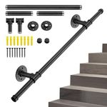 NFSQ 3.3FT Handrail Stair Railing - Hand Railing for Stairs Indoor Wall Mount Handrails for Outdoor Steps Rust-proof Staircase Handrails, Non-slip Stairs Porch Deck Railing Banisters, Black