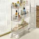 MosQuick® 3 Tier Acrylic Slim Trolley Rack Cart, 13 cm Wide kitchen trolley Kitchen Organizer Kitchen Storage Rack Bathroom Organiser, Ideal Salon Trolley perfect racks for storage multipurpose.