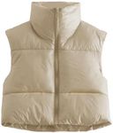 Songling Women's Winter Crop Vest Sleeveless Zip Up Stand Collar Lightweight Puffer Padded Vest