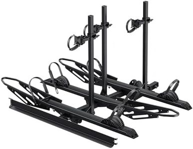 Young 250LBS. Capacity Foldable Aluminum 3-Ebike Rack with Ramp for Car SUV RV Truck Trailer and Van, Fits up to 5" Fat Tire Width and 50" Wheelbase, Ebike Carrier Rack for 2" Receiver