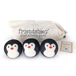Wool Dryer Balls by Friendsheep 3 Pack XL Organic Premium Reusable Cruelty Free Handmade Fair Trade No Lint Fabric Softener Penguin Trio