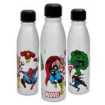 Marvel Comics Aluminum Water Bottle 600ml – Official Merchandise by Polar Gear, Kids Reusable Non Spill BPA Free Recyclable - Ideal For School Nursery Sports Picnic - Multicolour