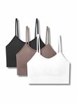 Tom & Gee Nylon Bralette Girls Sports Yoga Crop Top Push-Up Wire Free Women's Bra, Pack of 3 Pcs (White,Pink,Black, 28)