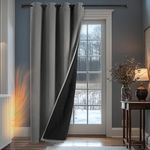 Deconovo Blackout Curtain Eyelet with Thick Microfiber Quilted Lining, Reduce Draughts Thermal Door Curtain for Winter, Energy Saving Cutrain for Living Room, 55 x 102 Inch, Light Grey, 1 Panel
