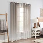 Eclipse Ines Printed Ombre Textured Light Filtering Grommet Window Curtains for Bedroom (2 Panels), 52 in x 108 in, Grey