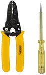 STANLEY 66-120 178mm/7.5'' Spark Detecting 2-in-1 Screwdriver 5mm, 100-500V AC+STANLEY 84-475-22 150mm/6'' Wire Stripper with Cutting Edge, Yellow-AWG12-22