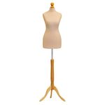 Size 10/12 Female Tailors Dummy Dressmakers Fashion Mannequin Students Cream With Lightwood Stand