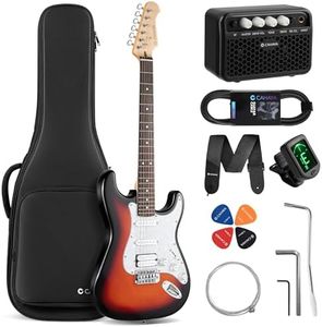 CAHAYA Electric Guitar Kit 39in - Full Size Electric Guitar Kit for Beginner Starter Poplar Solid Body with 10W Amplifier, Guitar Bag, Strap, Tuner, Cable, String, Picks
