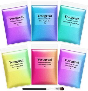 Chameleon Mica Powder, 6 Color Changing Mica Powder for Epoxy Resin, Tumblers, Color Shifting Pigment Powder for Nail Art,Soap Making,Slime,Painting,Cosmetics,Concrete,Oil Colour